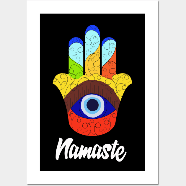 Namaste Hand of Hamsa Wall Art by livania